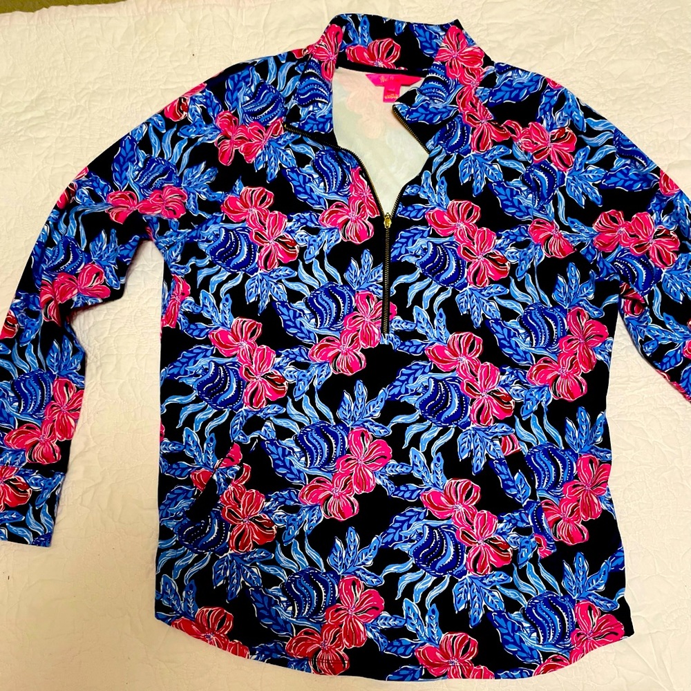 Floral Quarter-Zip Pullover